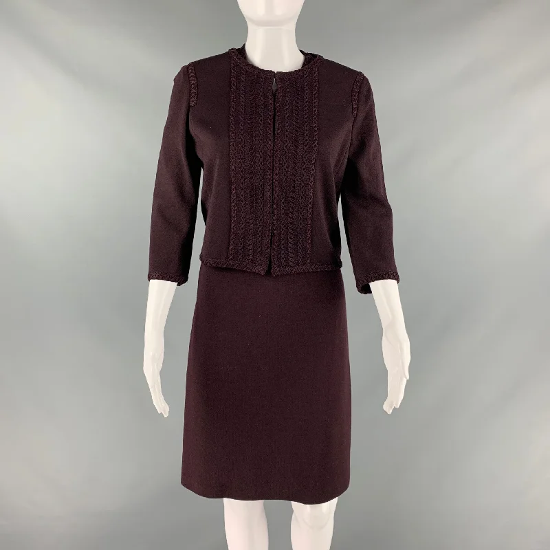 ST. JOHN Size 2 Brown Wool Rayon Below Knee Outifts