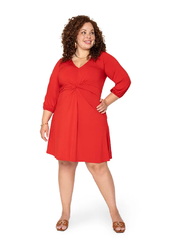 Leota Curve Tanya Dress Solid Barbados Cherry