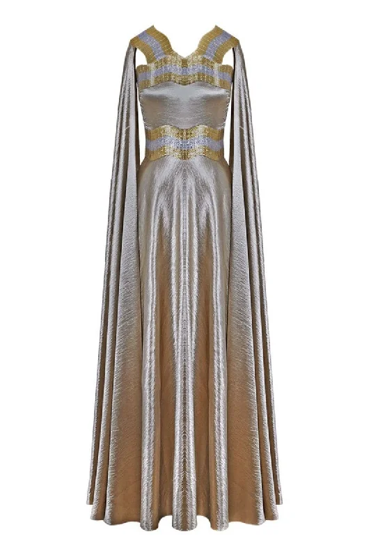 TEXTURED SATIN GOLD KAFTAN GOWN