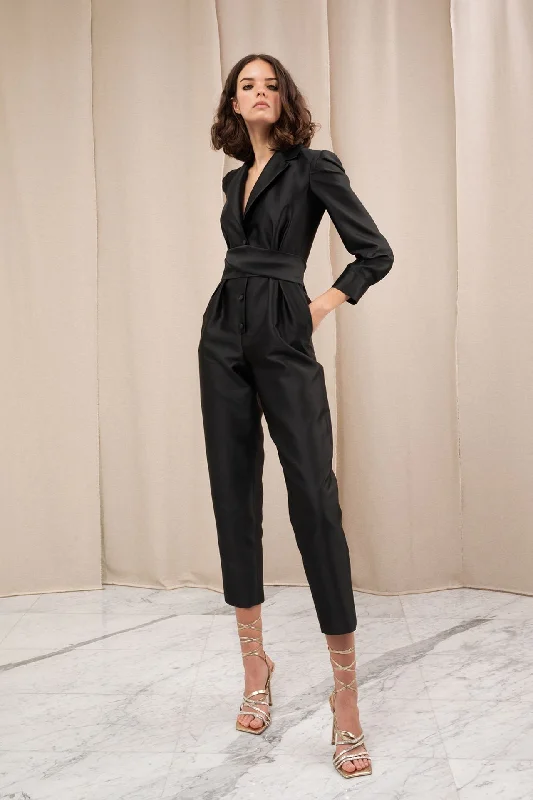 V neck mikado jumpsuit