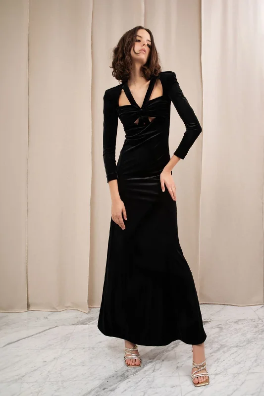 Velvet dress with cut-out design