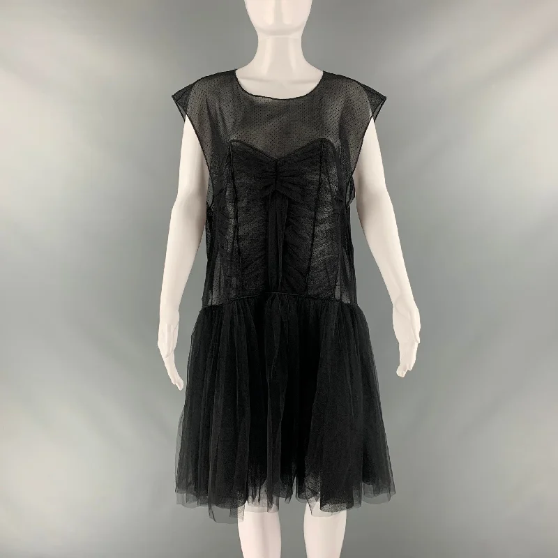 VIKTOR & ROLF Size M Black Polyester Mesh Shift Dress