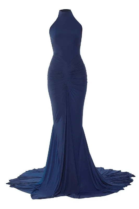 WENDY NAVY BLUE HIGH-NECK GOWN