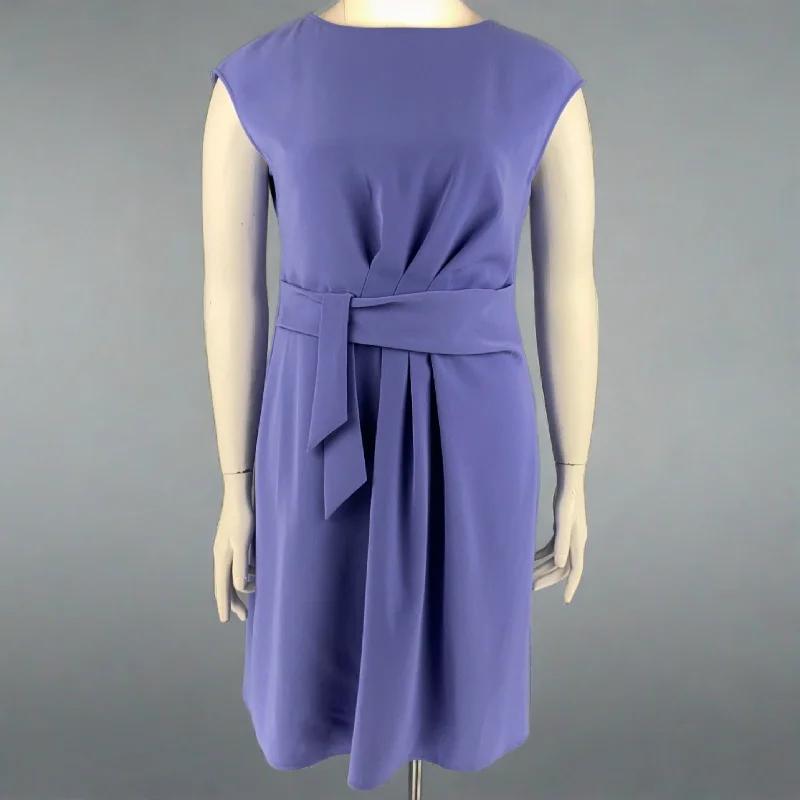 ARMANI COLLEZIONI Size 12 Purple Sleeveless Tie Dress