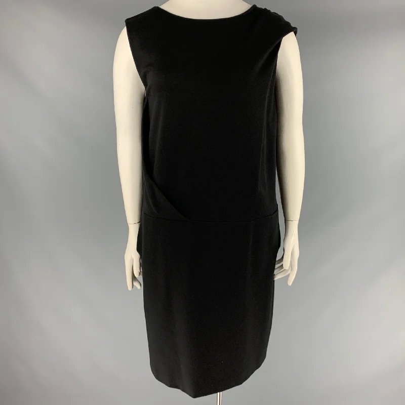 CACHAREL Size 14 Black Nylon Blend Sleeveless Drop Waist Dress