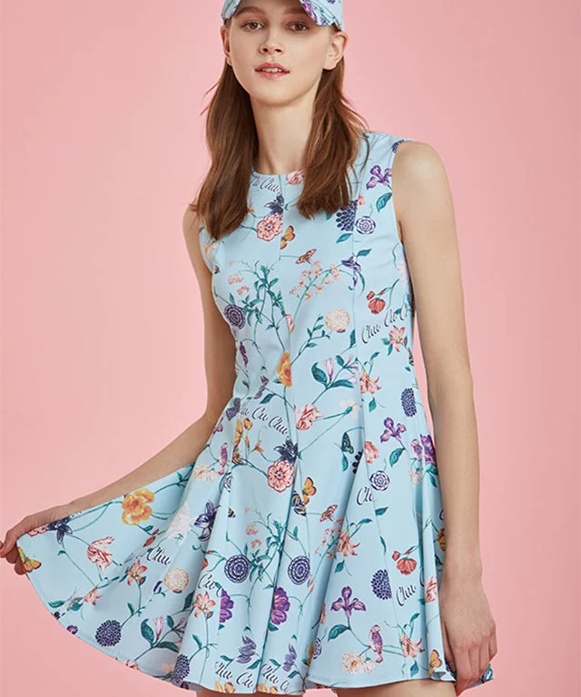 CHUCUCHU Women's Flower Dress - Blue