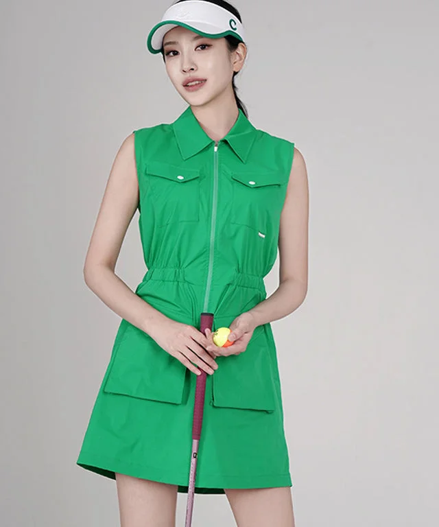 CHUCUCHU Zip-up Pocket Dress - Green