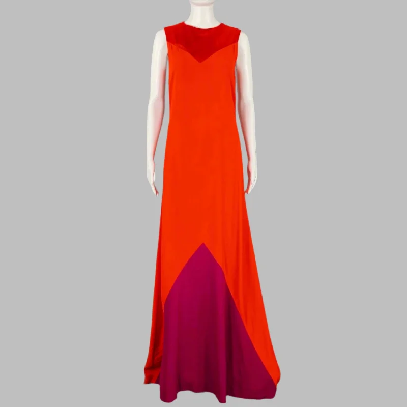 GIVENCHY Size 2 Red Purple Viscose Blend Sleeveless Gown Dress