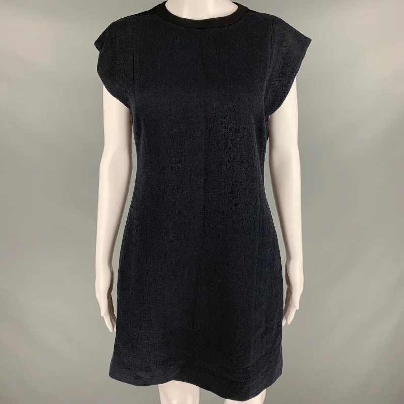 HELMUT LANG Size 4 Black Cotton Wool Textured Sleeveless Dress