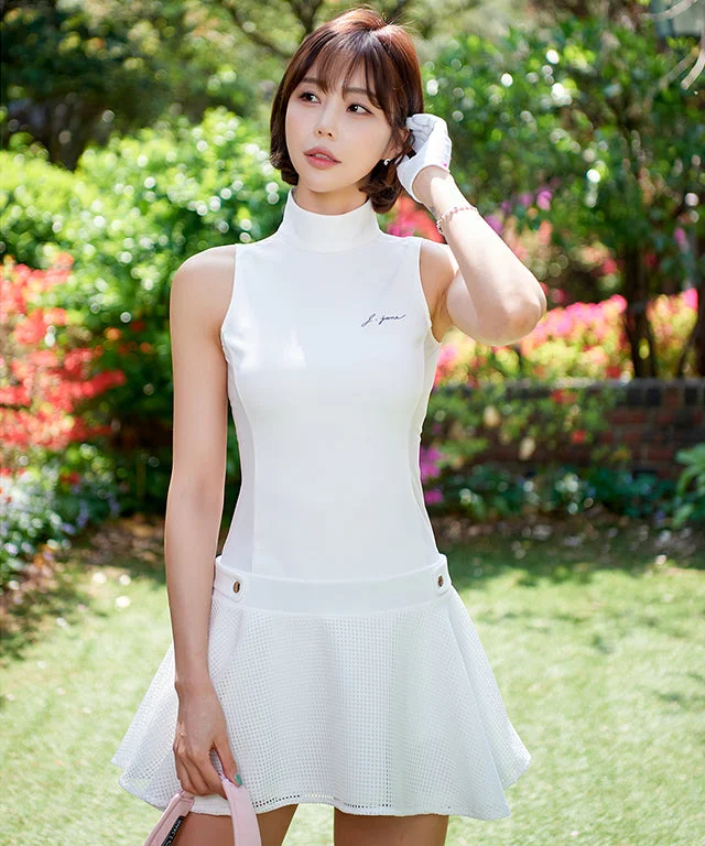 J.Jane Waffle Sleeveless Dress (White)