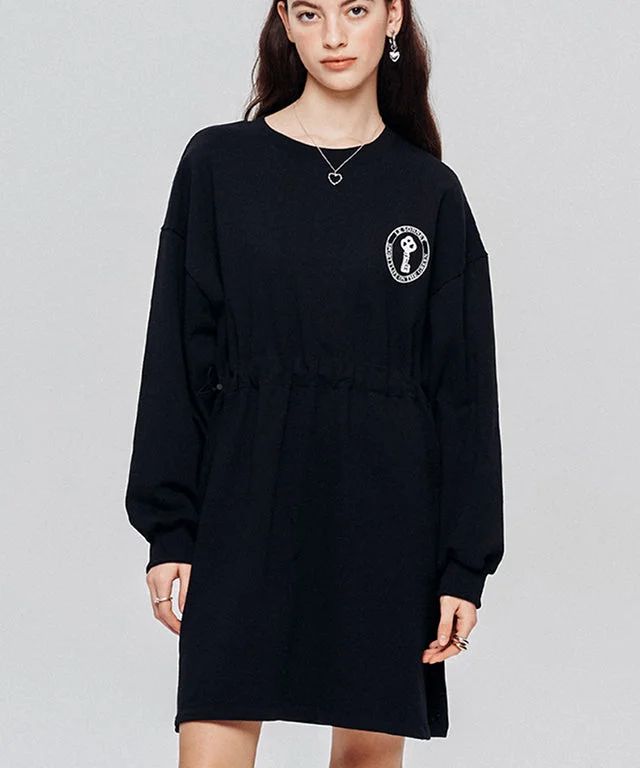 LE SONNET  Easy Fit Sweat Dress - Black