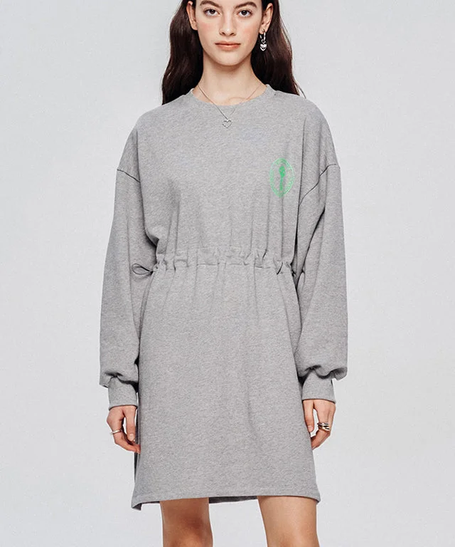 LE SONNET  Easy Fit Sweat Dress- Grey