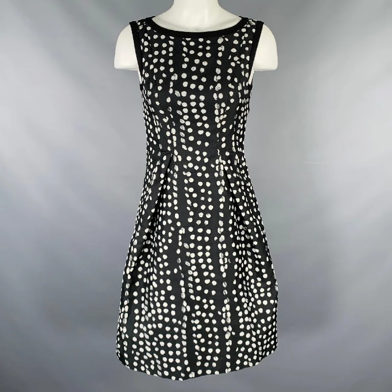 MAX MARA Size XS Black White Polka Dot A-Line Dress