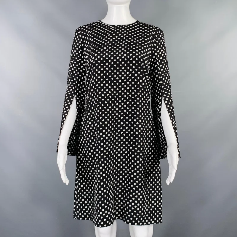 MICHAEL KORS COLLECTION Size 4 Black White Silk Polka Dot Bell Sleeves Dress