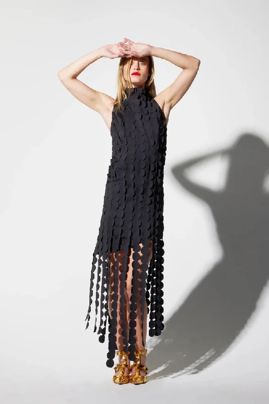 Mock Neck Car Wash Fringe Dress