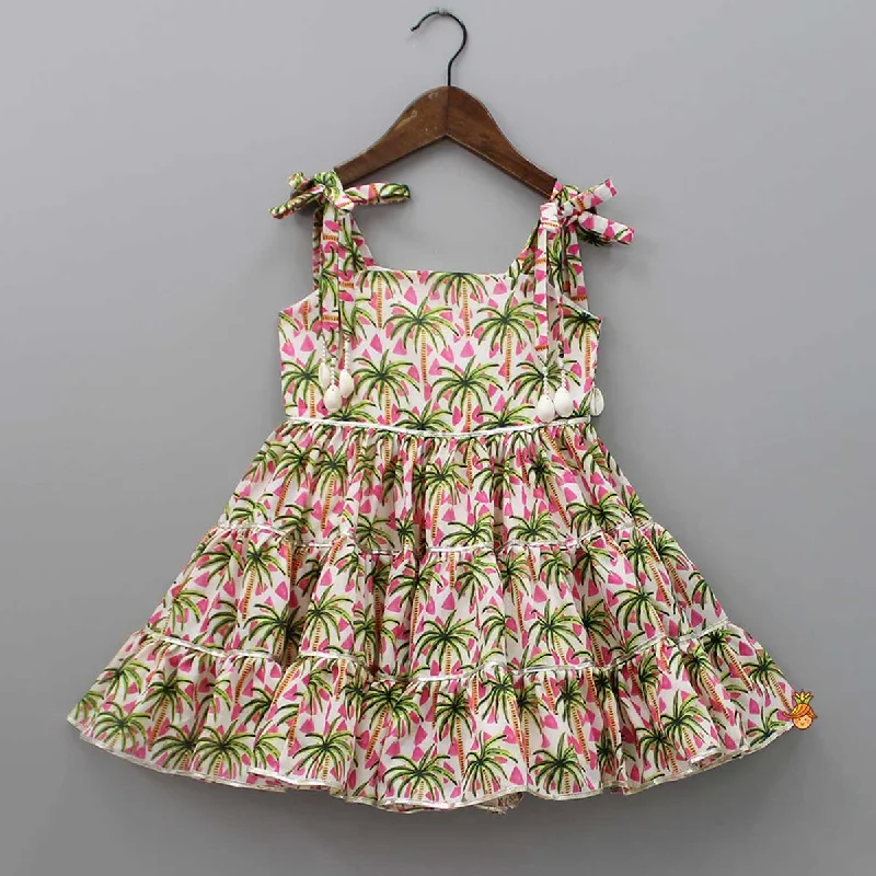 Pre Order: Tropical Printed Tiered Dress