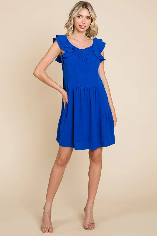 Smocked Ruffle Sleeve Off Shoulder Dress