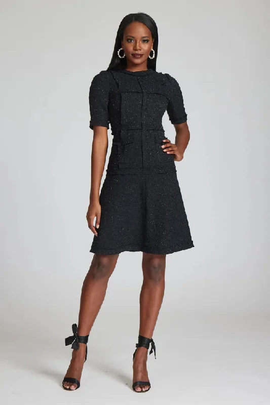 Tweed Dress With Metallic Trim