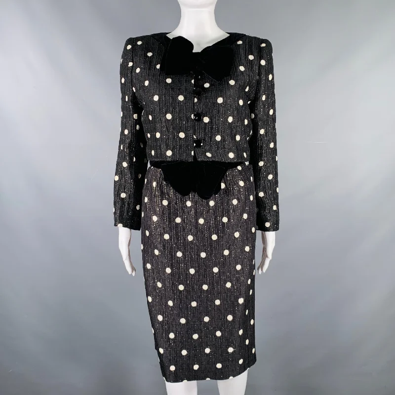 VALENTINO Size M Black White Polka Dot Strapless Dress Jacket Set