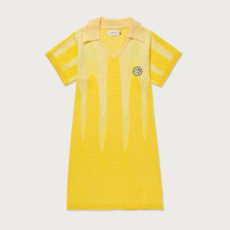 Womens Polo Knit Dress - Yellow