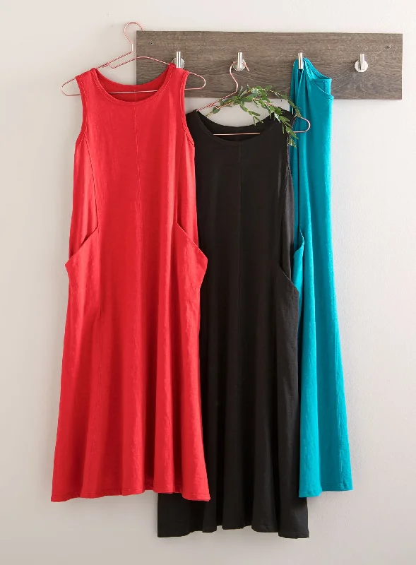 Classic Cotton Sleeveless Tank Dress - Slub Knit Solid