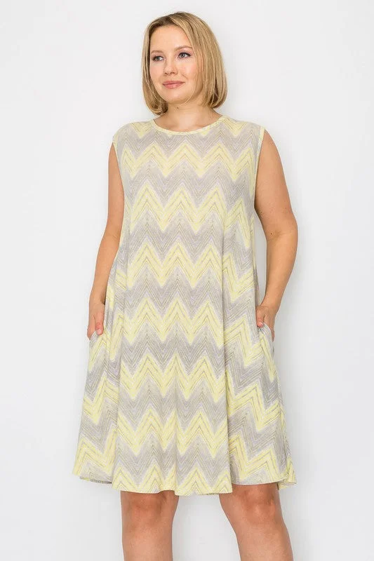 Gray Yellow Sleeveless Tank Dress