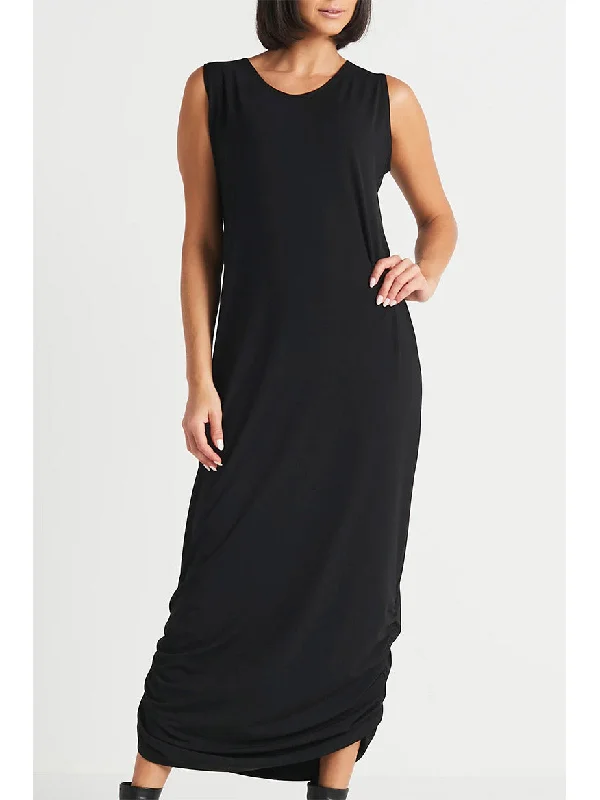 Planet by Lauren G Matte Jersey Ruched Tank Dress in Black