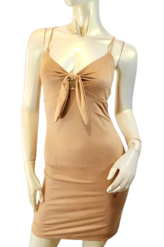 Suede Tie Front Tank Dress