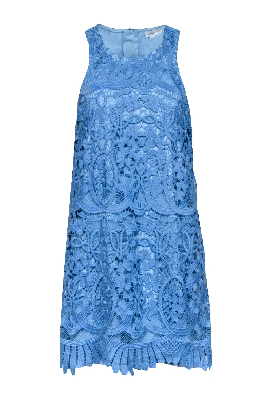 Lovers + Friends - Light Blue Eyelet Lace Sleeveless Dress Sz L