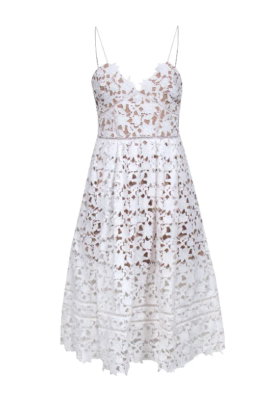 Self-Portrait - White Eyelet Lace Sleeveless Dress Sz 8