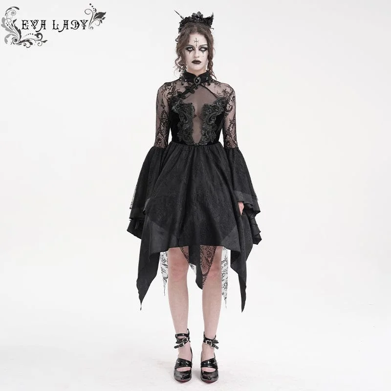 Women's Gothic Lace Lace-up Long Sleeved Dress