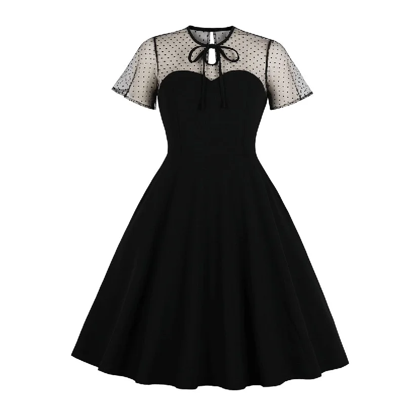 Women's Gothic Polka Dot Lace-up Honeymoon Dress