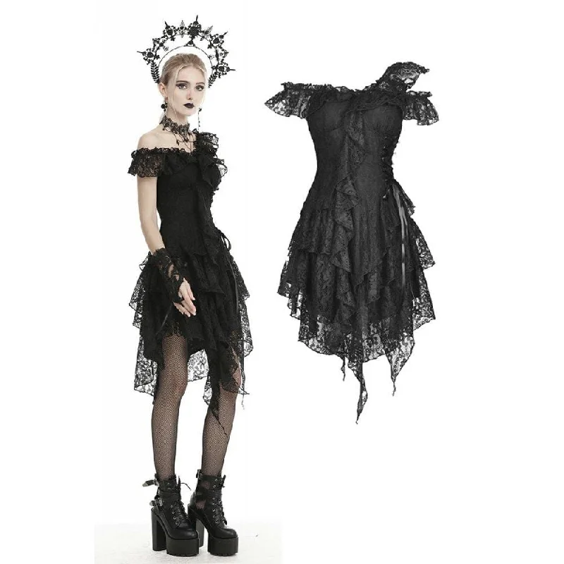 Women's Gothic Slash Shoulder Lace Dresses