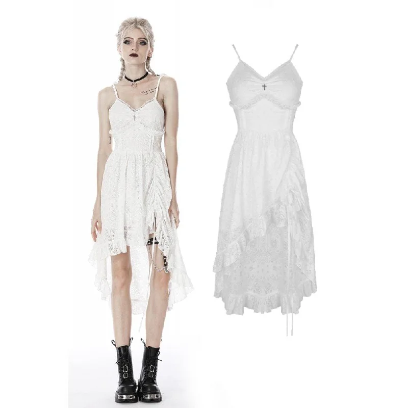 Women's Steampunk White Cocktail Floral Lace Slip Dresses