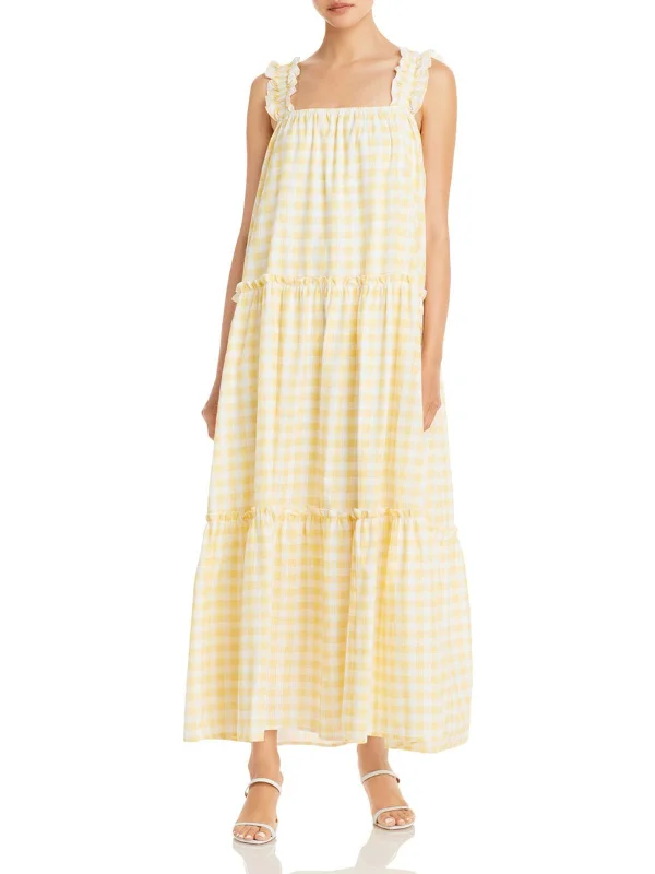 Lottie Womens Gingham Long Maxi Dress