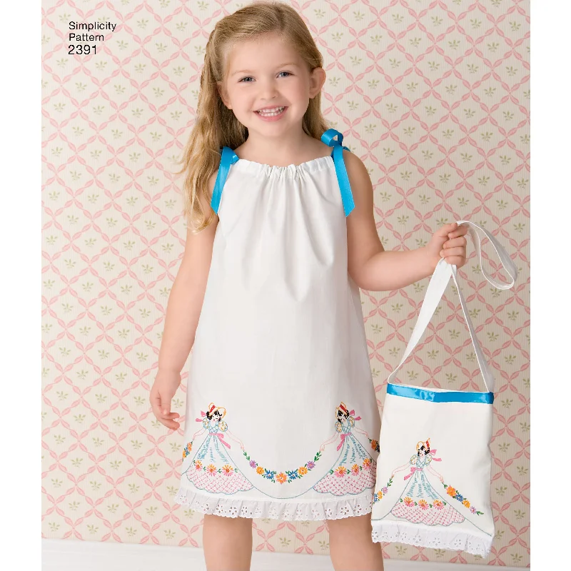 Simplicity Pattern 2391 Child's Pillowcase Dress, Tops, Pants, and Bag