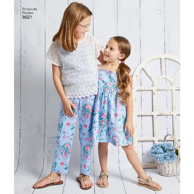 Simplicity Pattern 8621 girls dress top pants and camisole