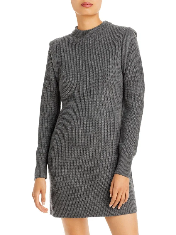 Lombard Womens Mockneck Knit Sweaterdress