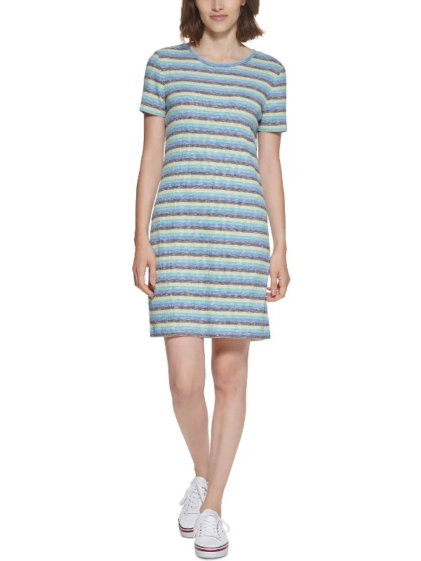 Womens Striped Above Knee Sweaterdress