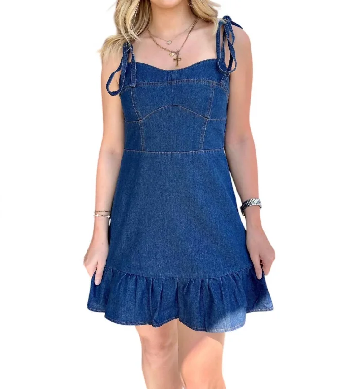 Country Darling Ruffle Hem Dress In Denim