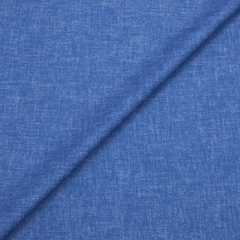 Denim Blue Plain Linen Look Dormeuil Dorsilk Silk & Wool Luxury Fabric