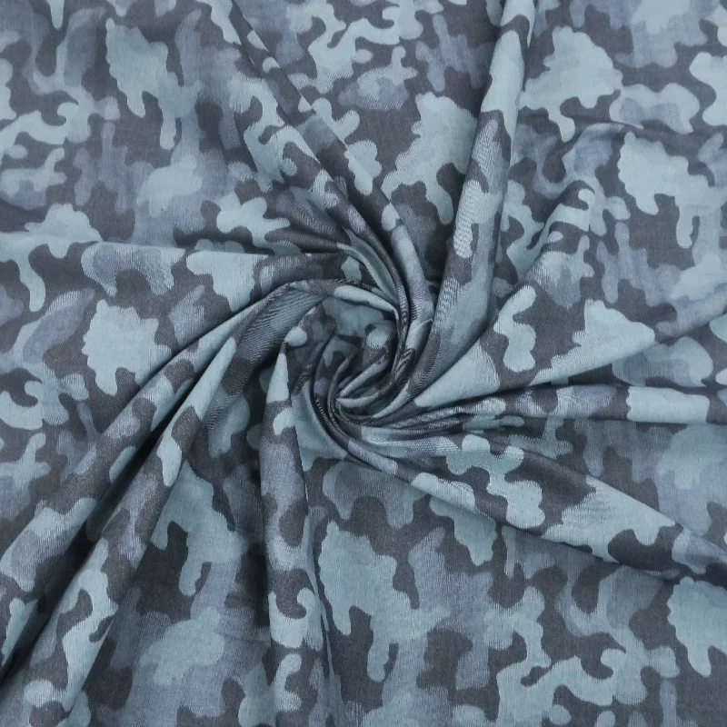 Pale Blue Camo 100% Fine Italian Cotton Denim Fabric