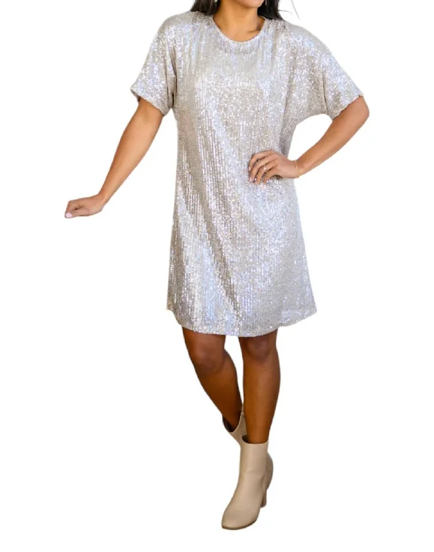 Alexandria Sequin Dress In Taupe