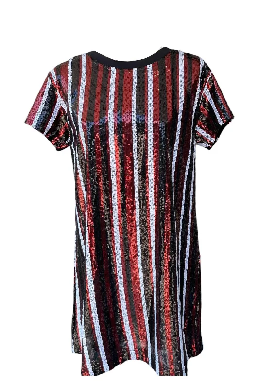 Julia Game Day Sequin Dress In Red & Black