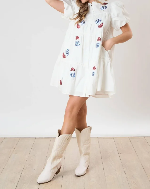 Sequin Popsicle Dress In White