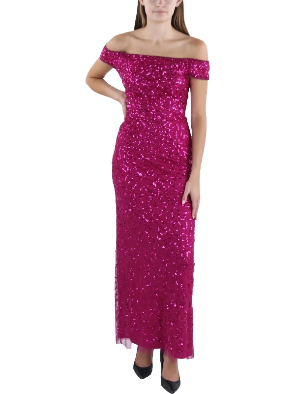 Womens Sequined Long Evening Dress