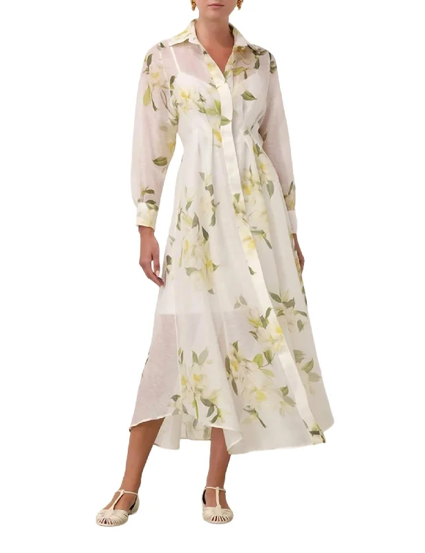 Harmony Draped Shirt Dress In Ivory