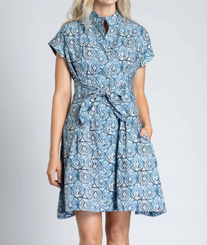 Short Sleeve Shirt With Self Tie Dress In Spring Multi