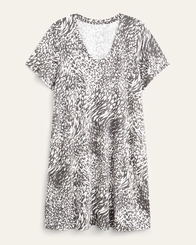 Vivianne T-Shirt Dress | Charcoal Grey / White