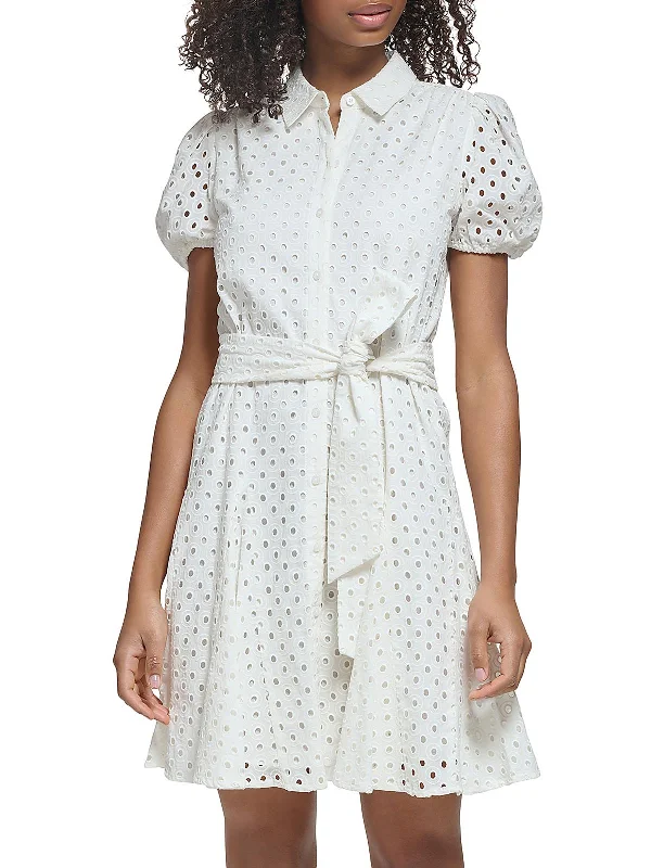 Womens Cotton Eyelet Shirtdress